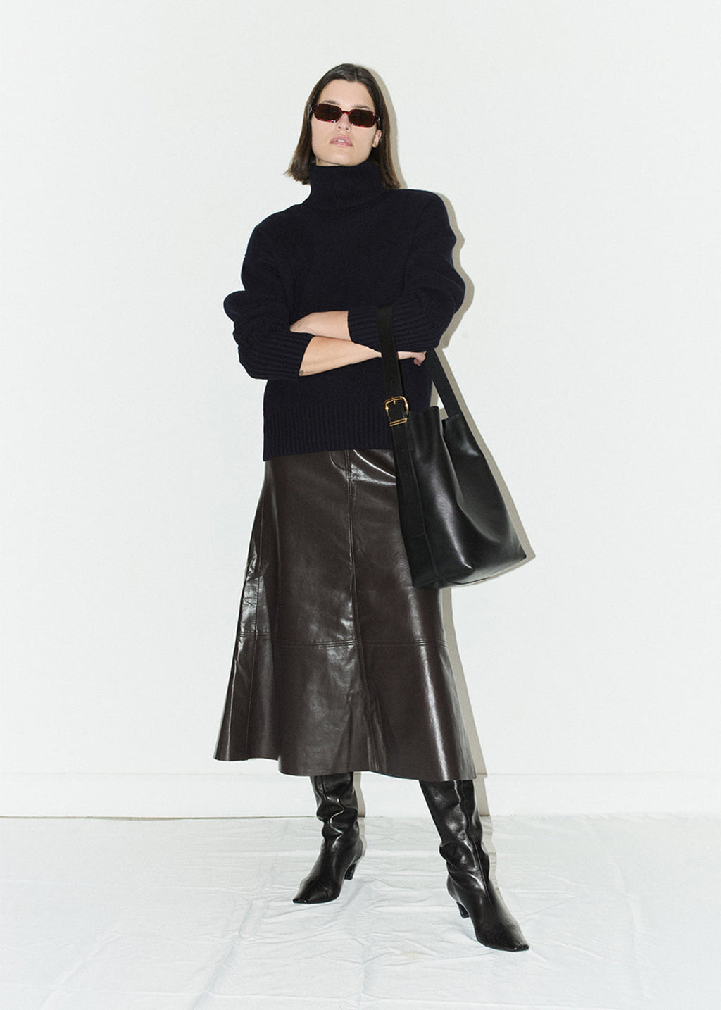 Citizens of Humanity Cassia Leather Skirt in Chocolate Dark Brown