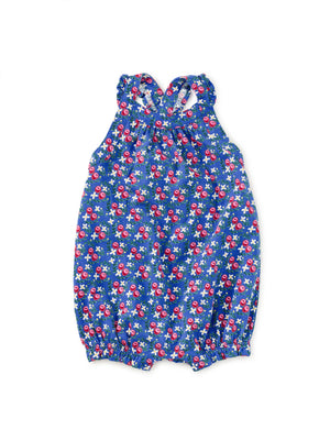Tea Collection Cross Back Baby Romper in Flamenco Fan Rose