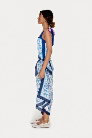 Jessie Zhao New York Beach Sarong Wrap in Blue Jungle