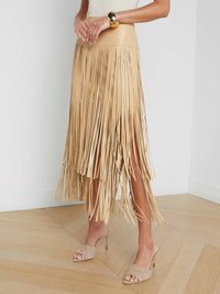 L'Agence Karolina Fringe Skirt in Croissant