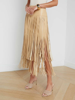 L'Agence Karolina Fringe Skirt in Croissant