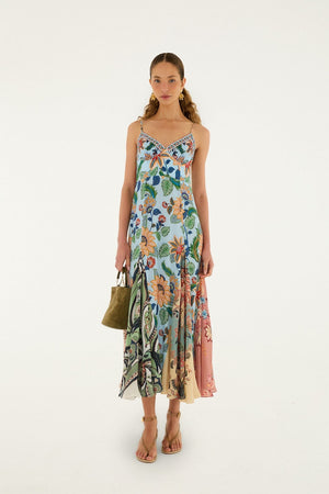 Farm Rio Delhi Sleeveless Maxi Dress in Light Blue Floral