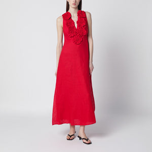 Farm Rio Sleeveless Midi Dress in Red