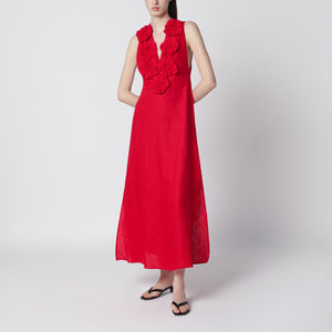Farm Rio Sleeveless Midi Dress in Red