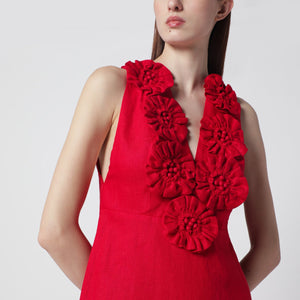 Farm Rio Sleeveless Midi Dress in Red