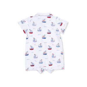 Angel Dear Polo Shortie in Bubbly Sailboats Blue