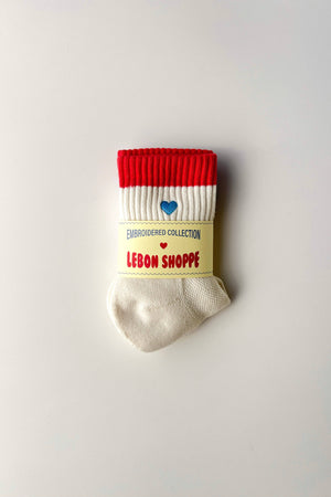 Le Bon Shoppe Embroidered Color Block Girlfriend Socks