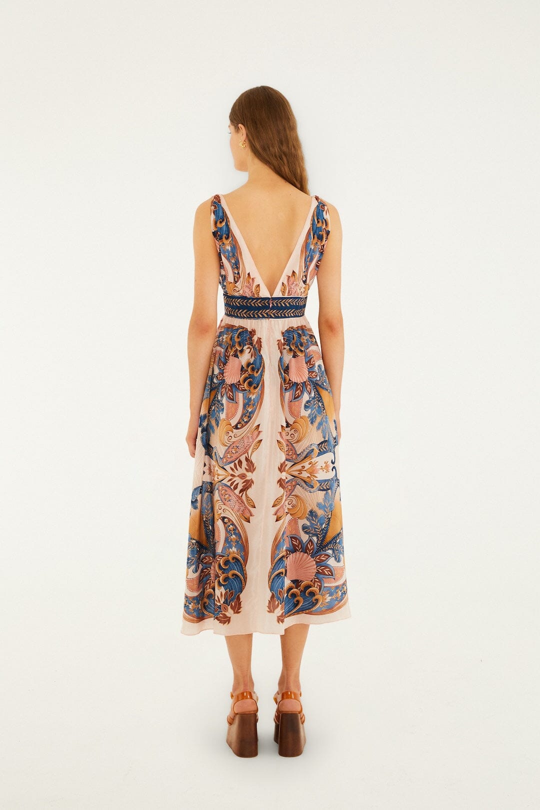 Farm Rio Garden Scarf Midi Dress in Soft Pink