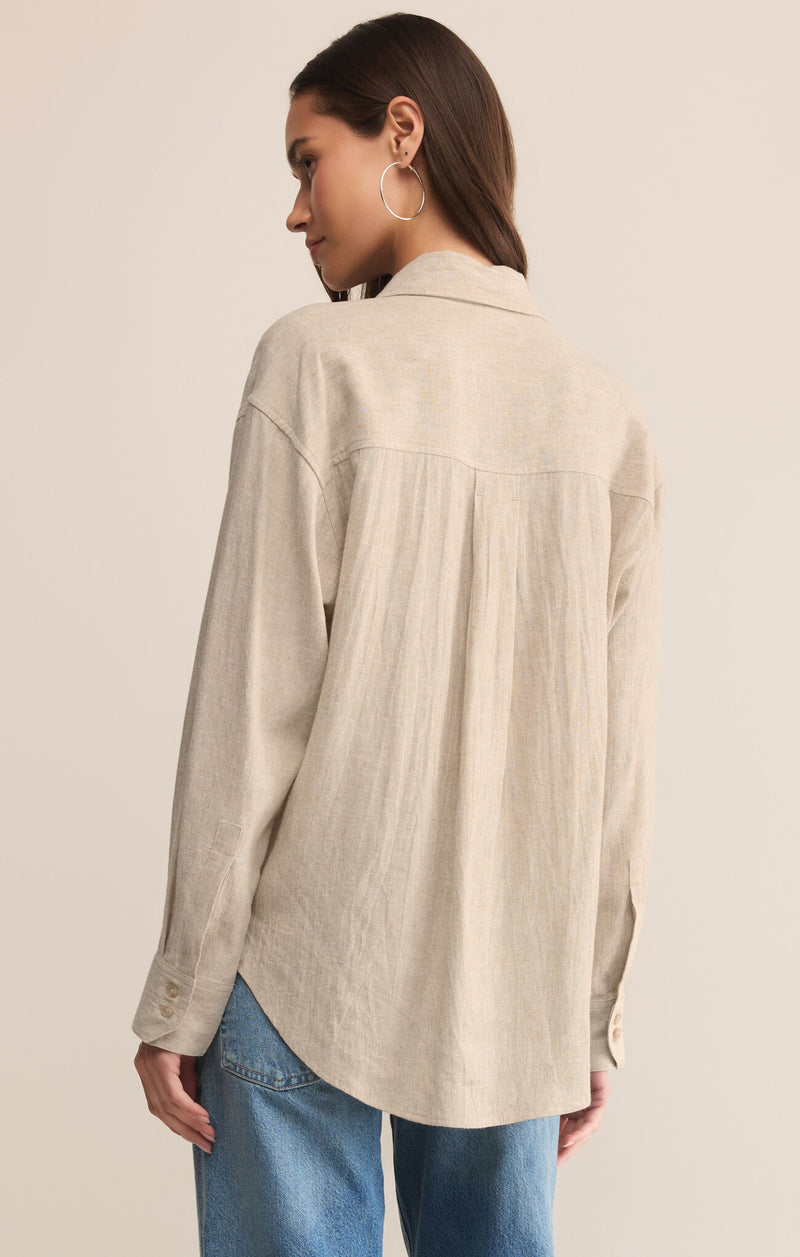 Z Supply Alfie Button Up Shirt in Flax