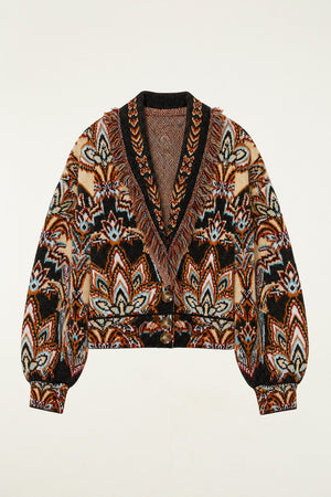 Farm Rio Tapestry Dream Fringe Knit Cardigan in Cream