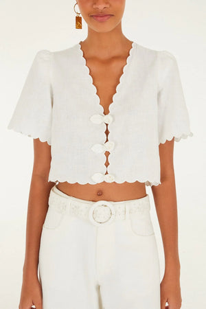 Farm Rio Roses Top in Off White
