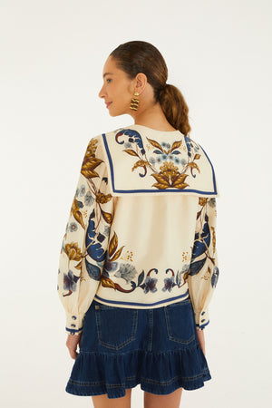 GOLDEN NATURE CREAM MULTICOLOR LONG SLEEVE SHIRT