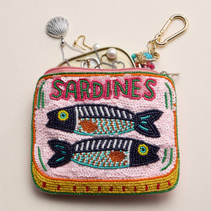 Frem NYC Beaded Pouch in Pink Sardine Tin
