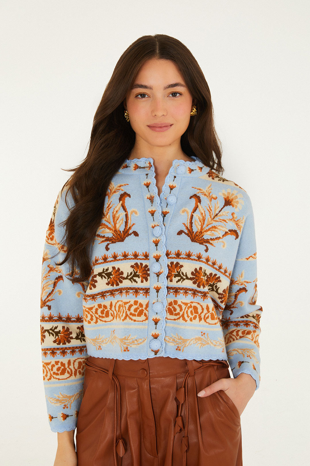 BLOOMING GARDEN LIGHT BLUE KNIT CARDIGAN