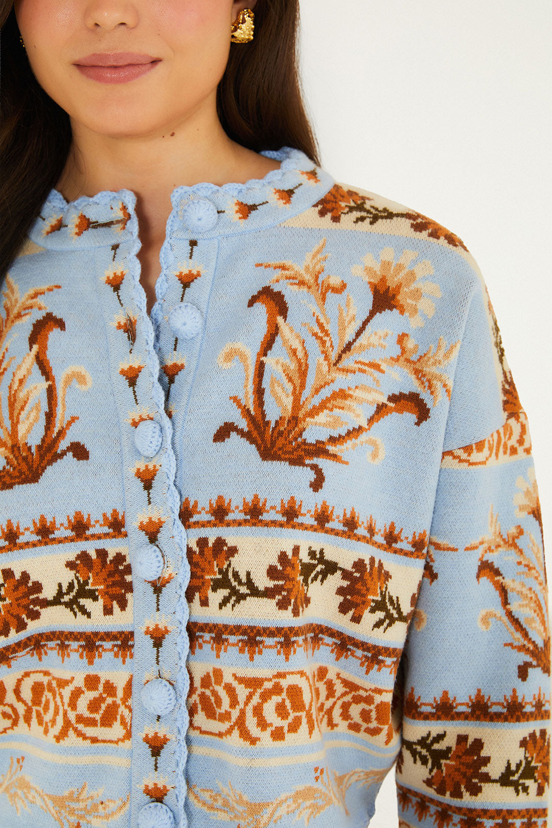 BLOOMING GARDEN LIGHT BLUE KNIT CARDIGAN