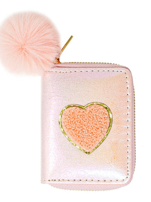 Zomi Gems Shiny Heart Patch Wallet in Pink