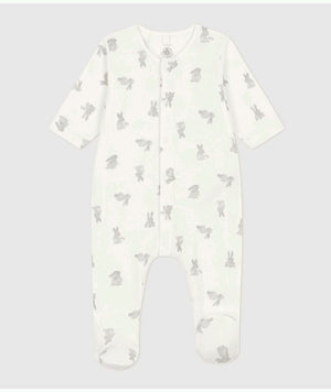 Petit Bateau Snap Footie in Bunny Print