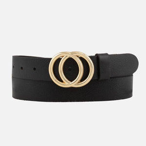 Amsterdam Heritage Caia Double Ring Gold Buckle Belt in Black