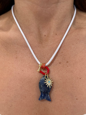 Forever Blythe Gemstone Single Fish Pendant Necklace - Assorted