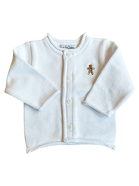 A Soft Idea Gingerbread Boy Baby Cardigan in White