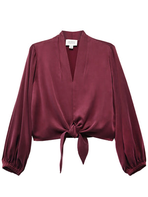 Fifteen Twenty Scarlet Tie Front Top in Wine