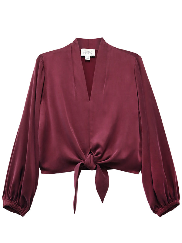 Fifteen Twenty Scarlet Tie Front Top in Wine