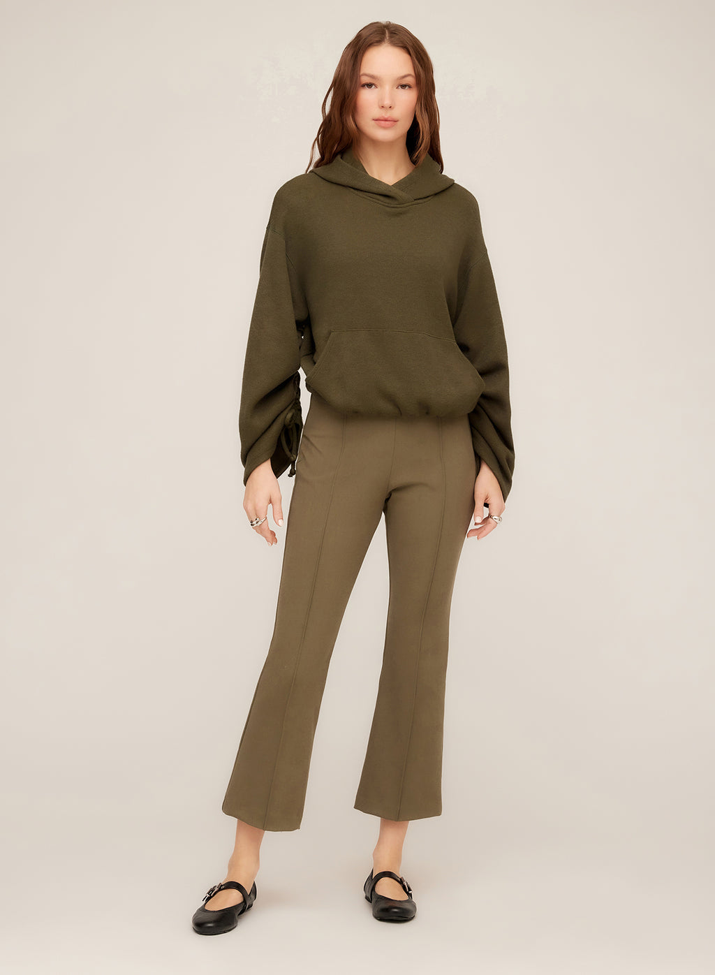Fifteen Twenty Makenna Bubble Sweatshirt in Olive