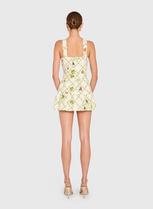 Amanda Uprichard Lena Skort Romper in Trellis Print