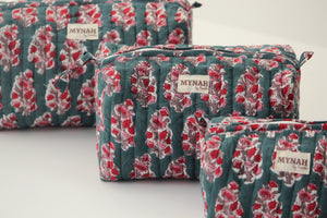 MYNAHbySmitha Quilted Travel Bag in Emerald Motif -Assorted Sizes