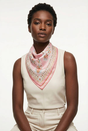 Jessie Zhao New York Double Sided Silk Scarf in Blush Charm