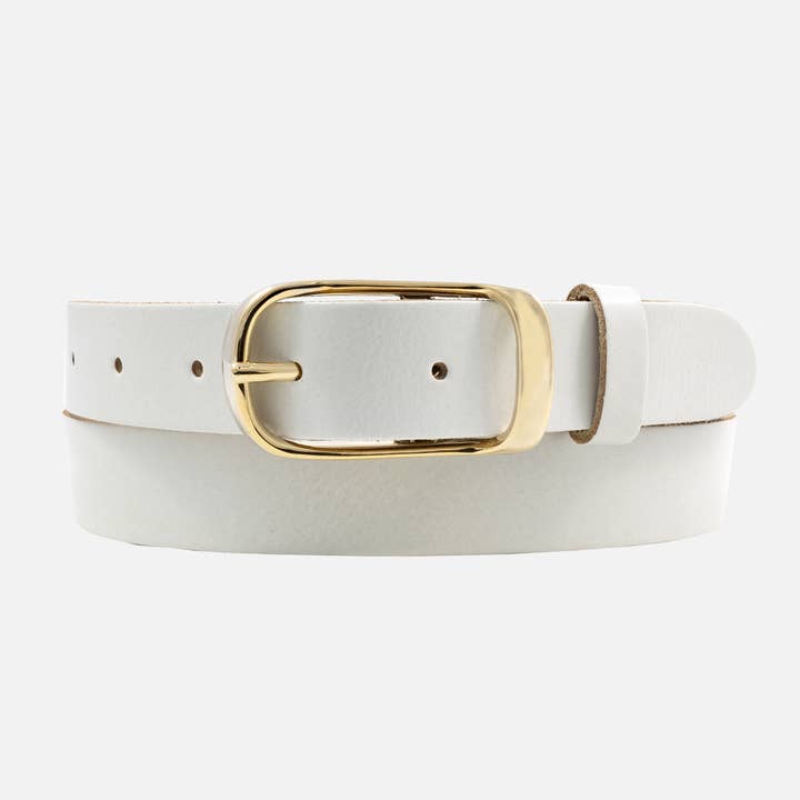 Amsterdam Heritage Lasse Gold Buckle Belt in White