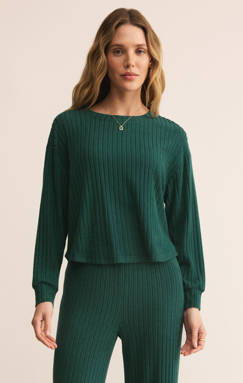 Z Supply Elfie Rib Top in Evergreen