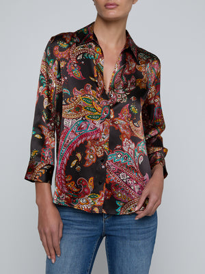 L'Agence Dani Blouse in Black Paisley
