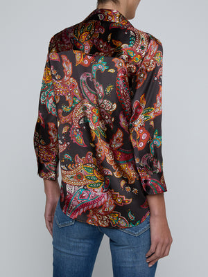 L'Agence Dani Blouse in Black Paisley