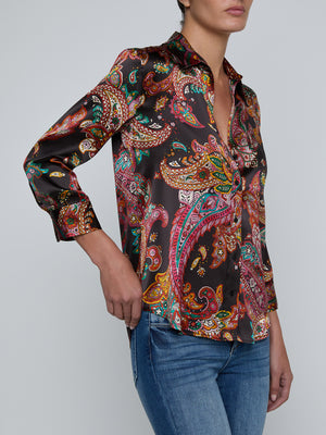 L'Agence Dani Blouse in Black Paisley