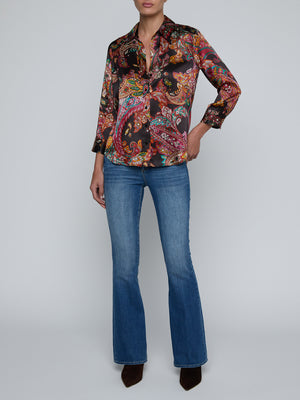 L'Agence Dani Blouse in Black Paisley