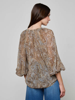 L'Agence Teagan Dolman Sleeve Blouse in Ditsy Paisley