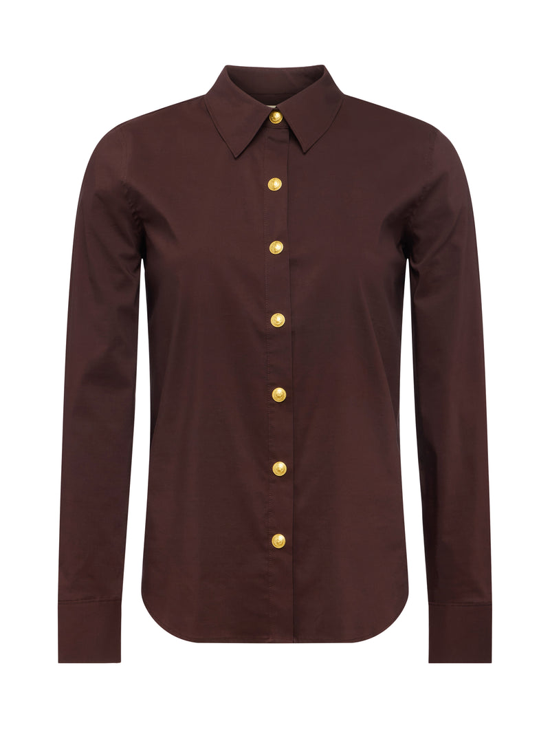 L'Agence Ellery Long Sleeve Blouse in Coffee Bean
