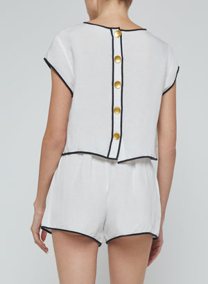 L'Agence Ilana Contrast Trim Top in White/Black
