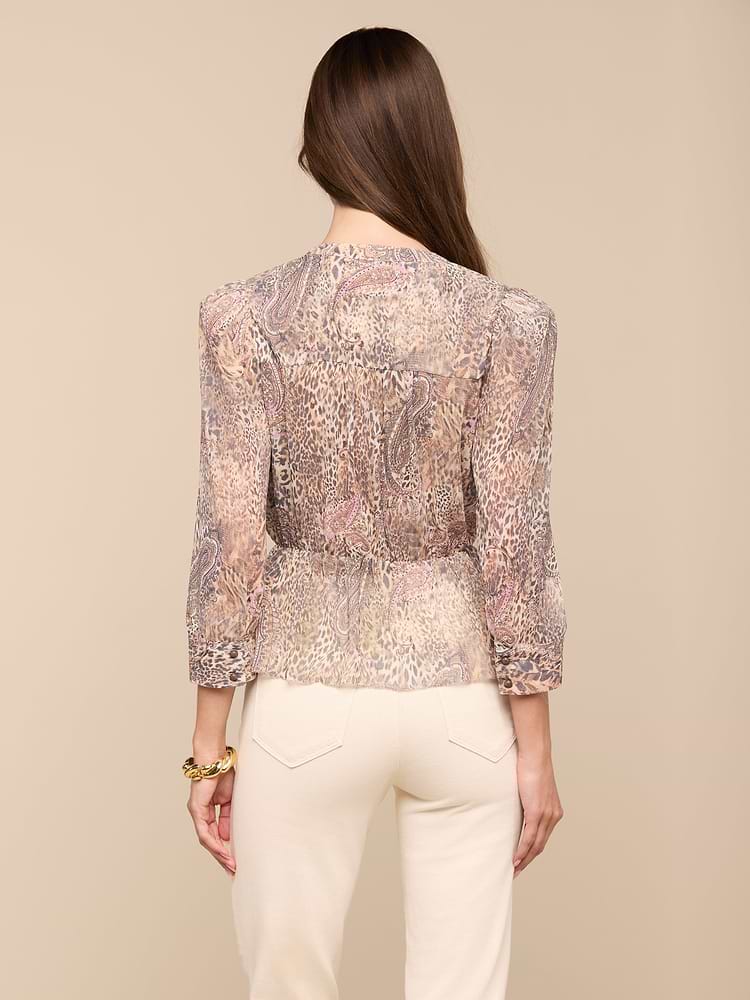 L'Agence Suri Puff Sleeve Top in Valencia Leopard