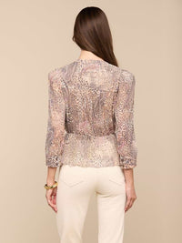 L'Agence Suri Puff Sleeve Top in Valencia Leopard