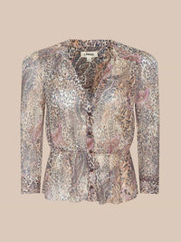 L'Agence Suri Puff Sleeve Top in Valencia Leopard