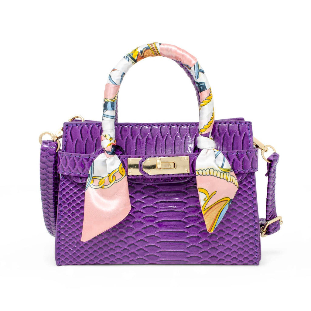 Zomi Gems Vivid Crocodile Scarf Handbag in Purple