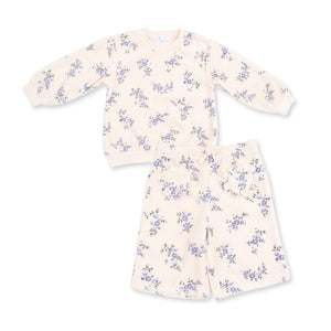 Angel Dear Hannah Velour Sweatshirt and Pant Set in Pink Floral
