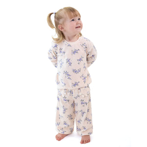 Angel Dear Hannah Velour Sweatshirt and Pant Set in Pink Floral