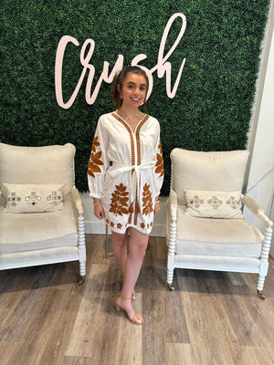 Victoria Dunn Calliope Mini Dress in Ochre