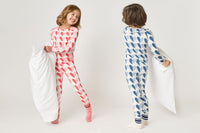 Pink Chicken Bamboo Pajama Set in Blue Half Hearts