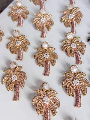 Gaby & Grace Gold Palm Tree Beaded Earrings