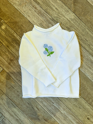 A Soft Idea Hydrangea Roll Neck Sweater in White