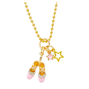 Zomi Gems Ballet Slippers & Stars Gold Charm Necklace